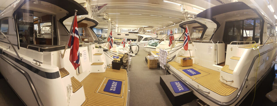 SAGA OG REFSNES MARINE: Stiller ut 20 modeller fra Saga Boats, Nordkapp og Quicksilver på 700 kvm.