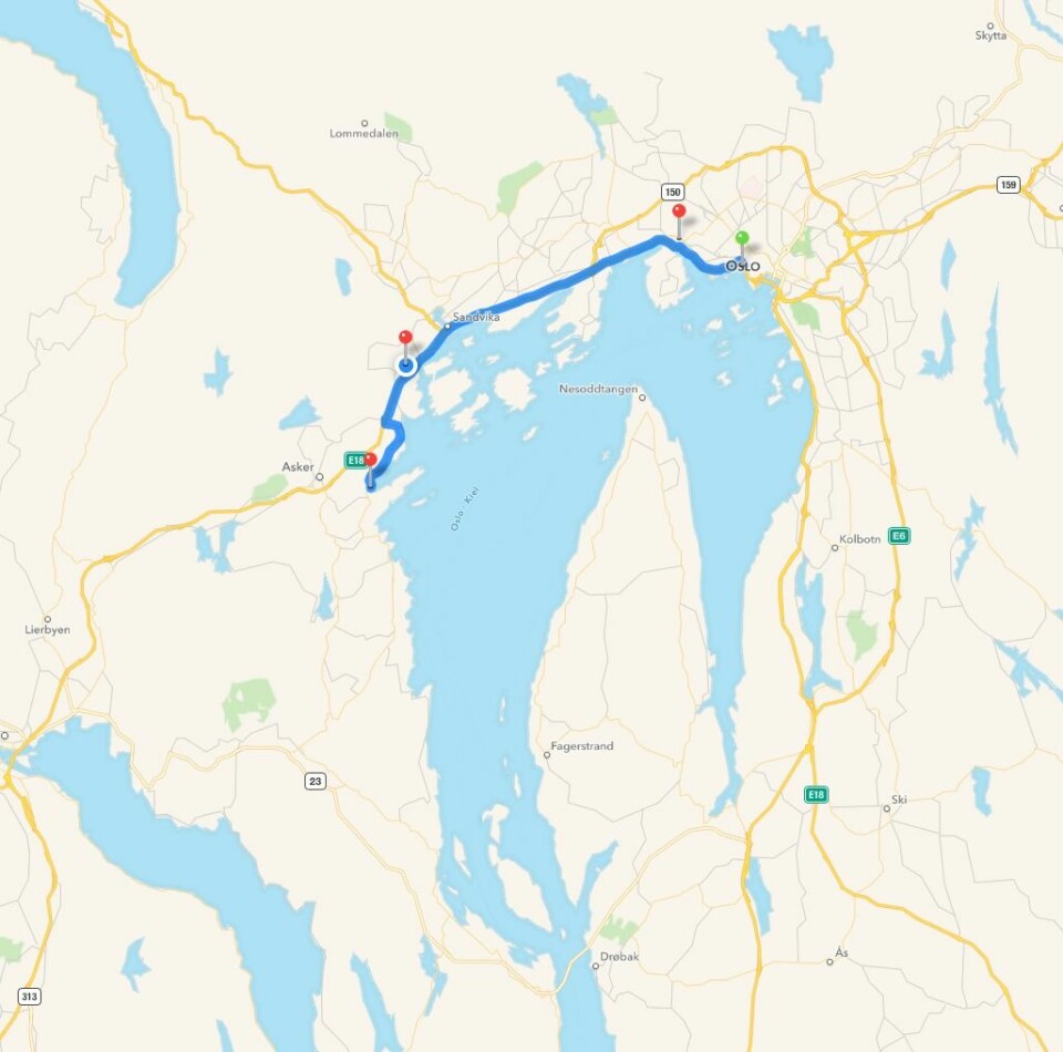 ASKER: Leangbukta ligger cirka to mil vest for Oslo.